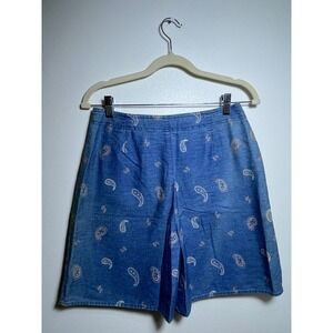 Villager Sport Petite Denim Paisley Skort Blue Cotton Vintage